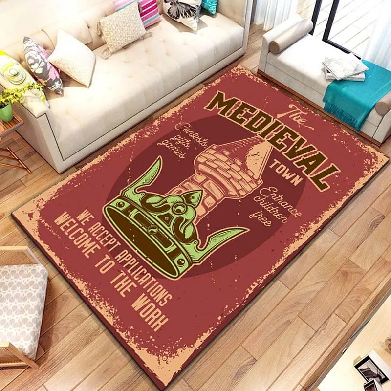 LARGE SIZE Medieval Templar Knights European Style Carpet Rug Non-slip Living Room Carpet Home Decor Area Rug Birthday Gift