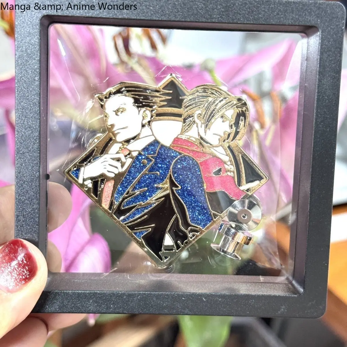 Ace Attorney Miles Edgeworth Phoenix Wright Cosplay Metal Badge Brooch, Pin Button Backpack Pendant Decoration Anime