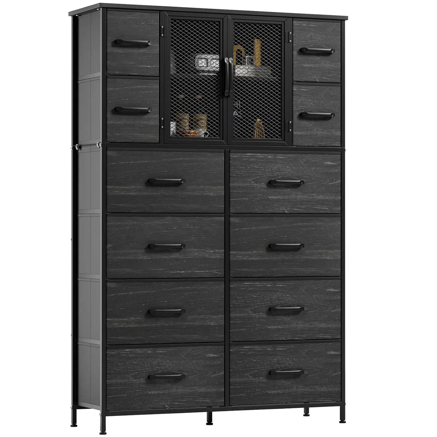 

Tall Fabric Dresser 12 Drawers Wood Top Metal Frame Bedroom Closet Living Room Customized