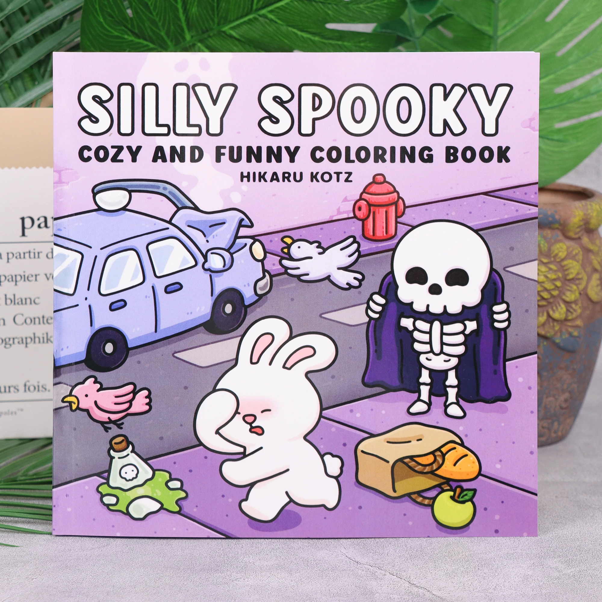 Spooky Cute Halloween Coloring Book for Adults & Teens, Cozy Coloring Book, Bold & Easy Stress Relief Coloring Pages, Cute Skele