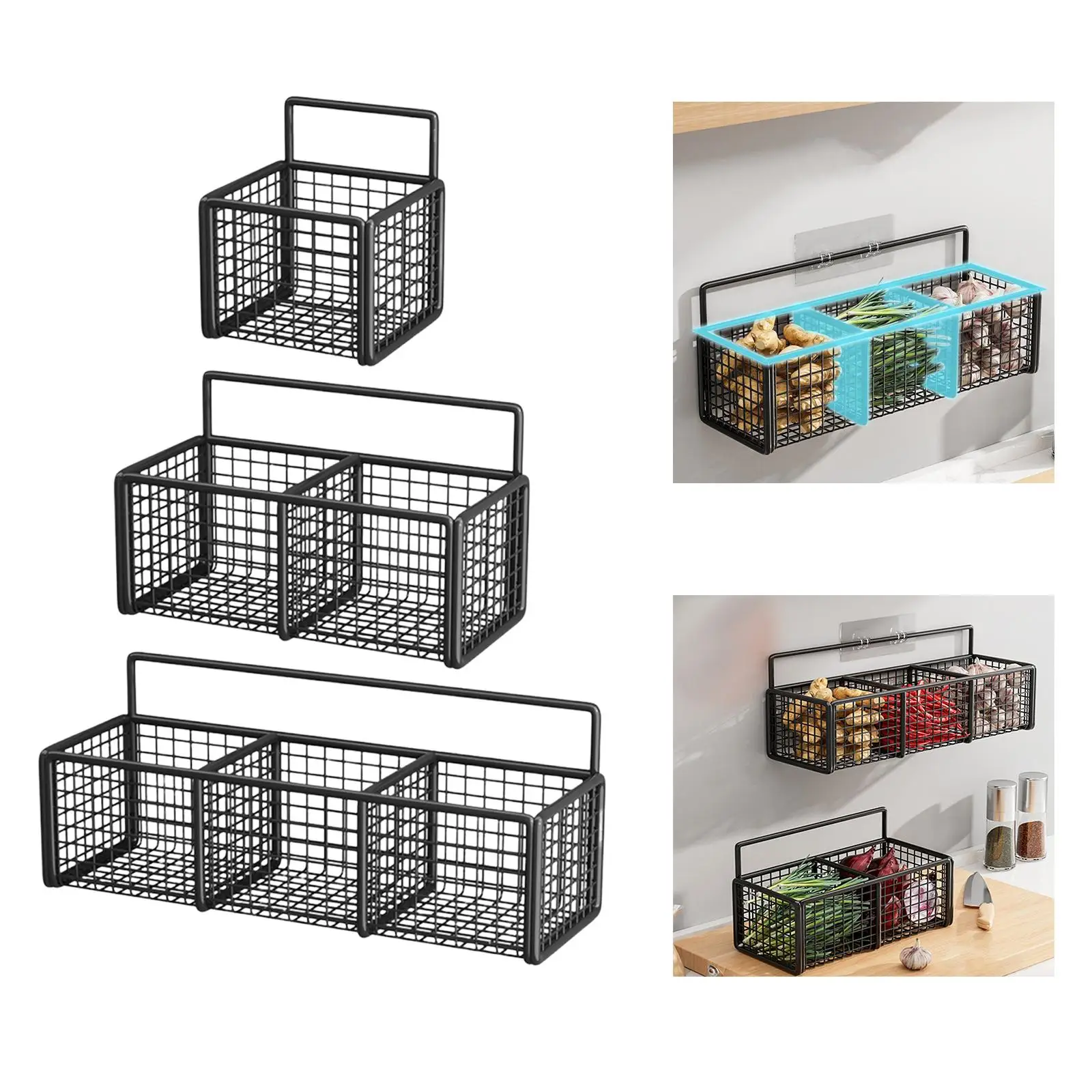 

3Pcs No Drill Wall Hanging Bathroom Basket Combo for Shower Multifunctional
