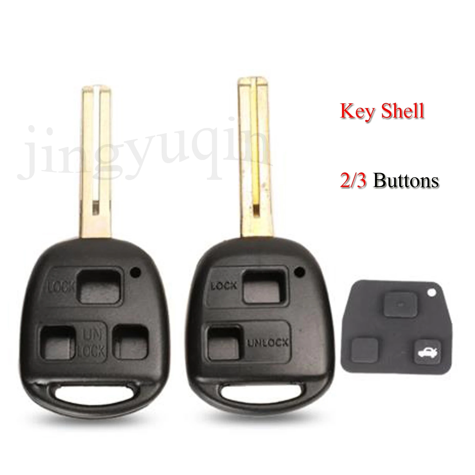 

jingyuqin 10PCS/Lot Car Key Shell For Lexus ES300 GS300 GS430 GX470 LS200 2/3Buttons Case Fob Cover With TOY48 Uncut Blade Blank