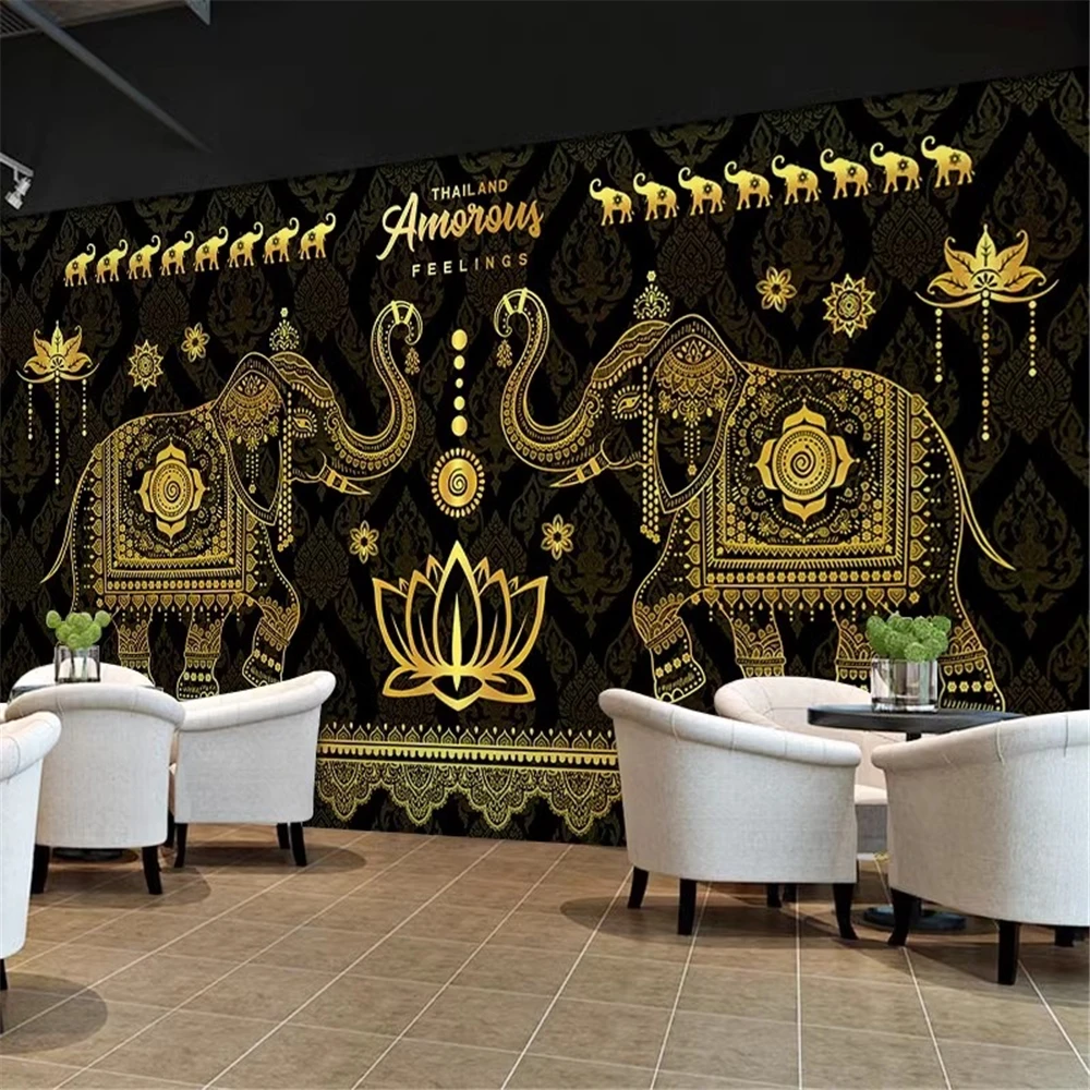 custom Plant animal elephant Mural Modern Abstract Art Fresco Wallpaper Living Room Bedroom photo Wall Paper home decor Stickers