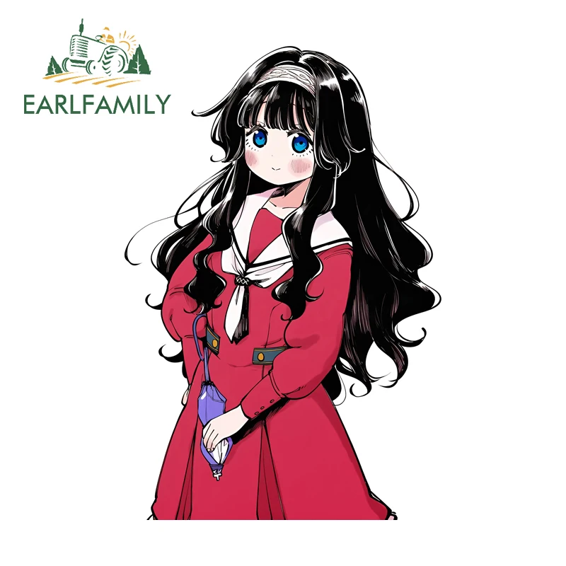 

EARLFAMILY Cute Kaoruko Waguri Anime Car Stickers and Decals Retro Personality Fuel Tank Cap Decals Scratch-Proof Car Goods