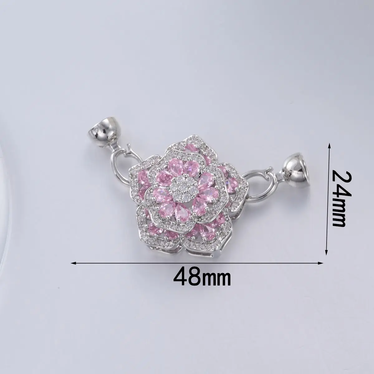 A DIY necklace buckle, bracelet buckle copper plated 18K gold flower micro inlaid synthetic zircon accessory suitable for DIY br