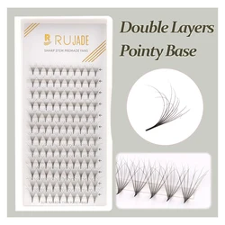 RUJADE New Arrival Double Layers Premade Fans Pointy Base Lashes Russian Volume Fans False Eyelash Extension Fluffy Makeup Cilio