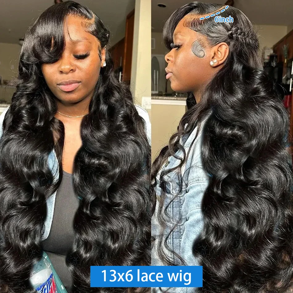 Perruque Lace Front Wig Body Wave Brésilienne Naturelle, Cheveux Humains, Transparente HD, 13x4, 30 40 Pouces, 13x6, 250%, pour Femme