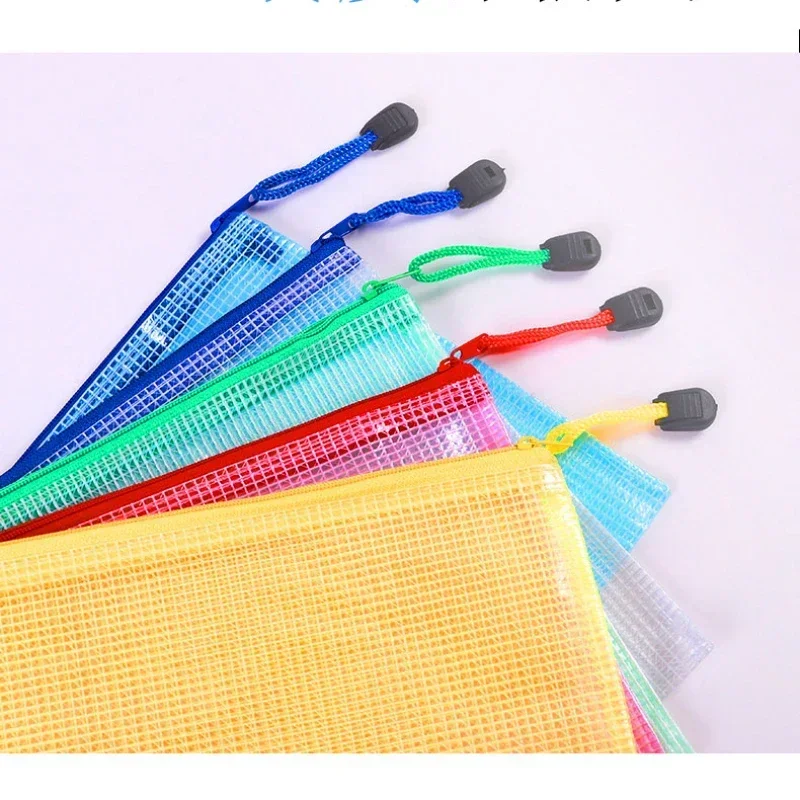 File Mesh Zipper Pouch, Pasta de Armazenamento de Papelaria, A4, A5, A6 Document Bag, Pastas de Arquivos Zip, Material de Escritório Escolar, 5 Pcs, 10 Pcs