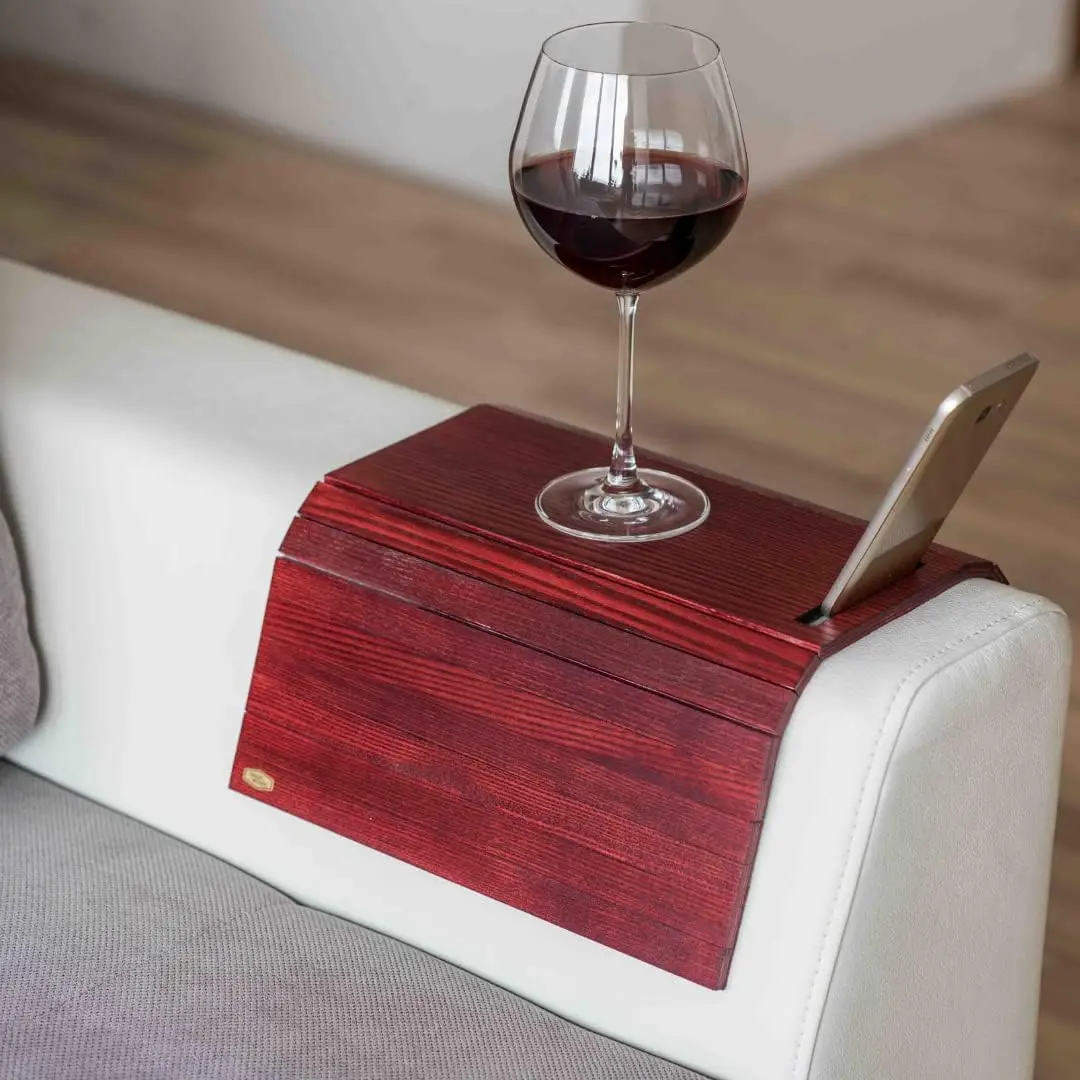 

Sofa Arm Tray Table Couch Bedside Wood Coaster Coffee Cup Foldable Armrest Caddy End Protector Folding Living Room Furniture