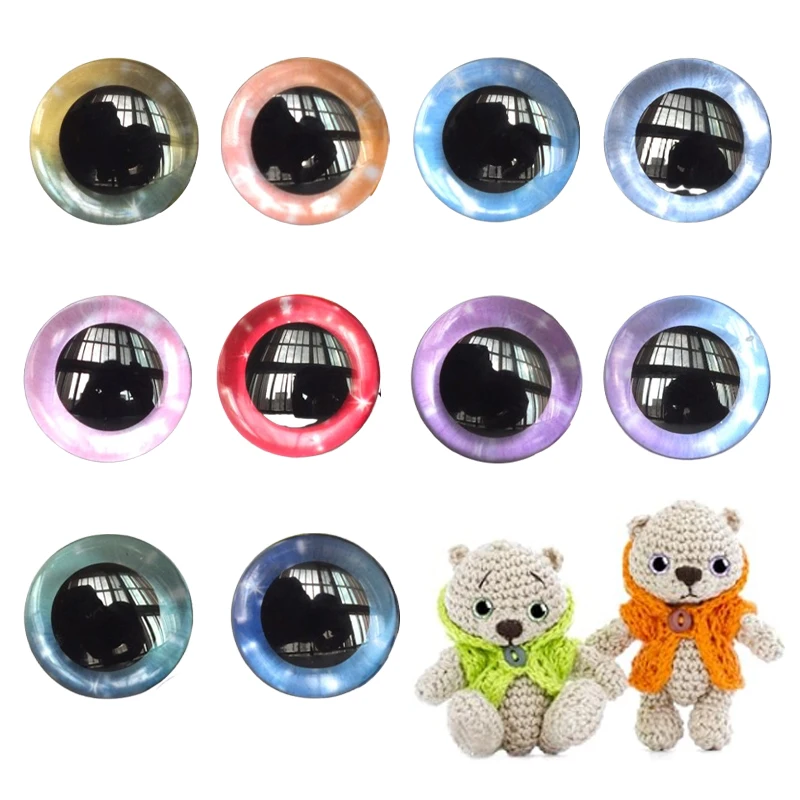 

Safety eyes for crocheted with washer,12-40mm Amigurumi 3D glitter eyes 20pcs stuffing crochet eyes, suitable for animal doll