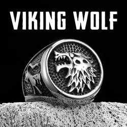 Viking Wolf Animal Men Rings Stainless Steel Women Jewelry Vintage Punk Rock Cool Stuff Fashion Accessories Gift Wholesale