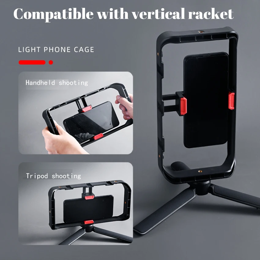 M-REMOTE Smartphone Video Rig w 3 Shoe Mounts Filmmaking Case Handheld Phone Video Stabilizer Grip Tripod Mount Stand 4.8