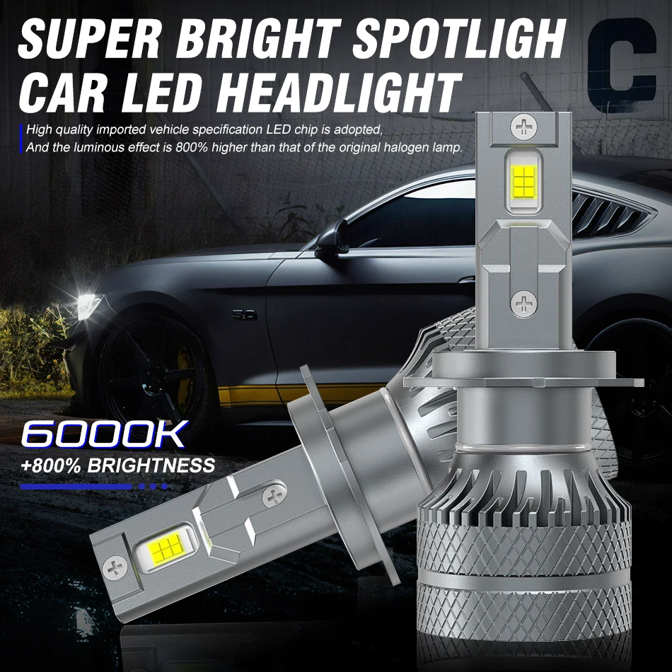 5570 CSP LED H7 H4 H1 9006 9005 HB3 HB4 H11 H8 H9 9012 HIR2 Car Headlights Canbus Decoder 6000K White 2X Auto Lamp Kits 12V MINI