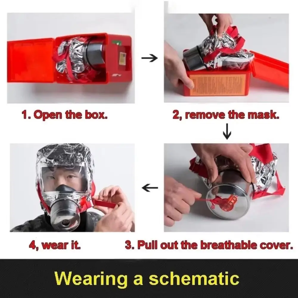 Multi-Layered Filter Fire Escape Mask Fireproof Filter Easy-Fit Hood Self-Rescue Respirator Self-Rescue Breathing Apparatus
