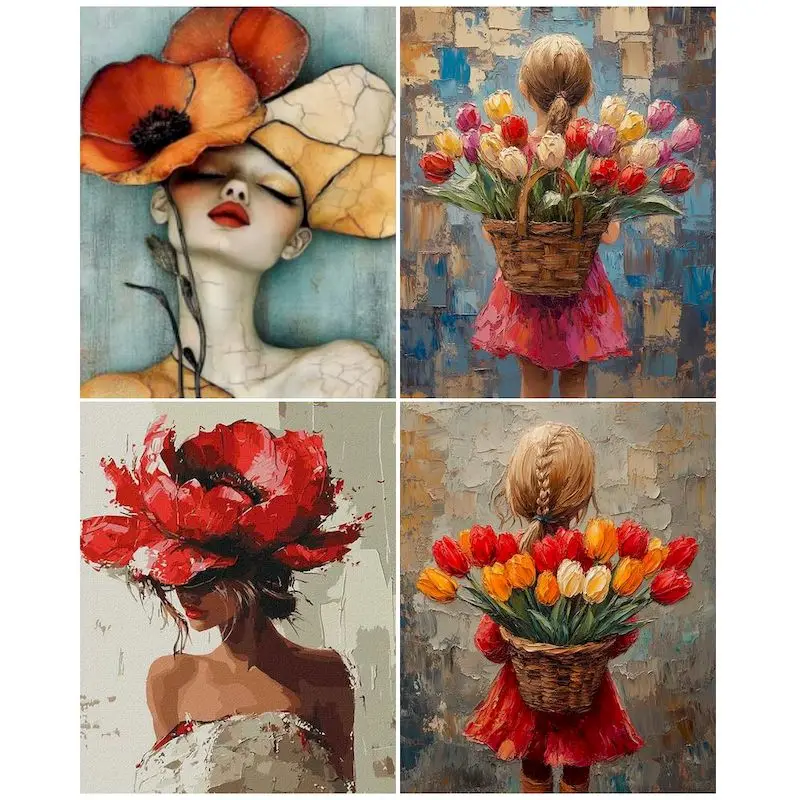 

GATYZTORY Diy Frame Painting By Numbers For Adults Flower Girls DIY Paints Kits Unique Gift Home Wall Art Coloring By Numbers