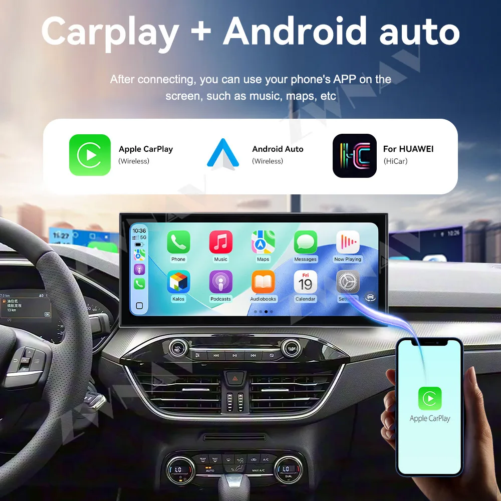 15.8 inch Android 15 Carplay Car Radio Touch Screen For Ford Focus 2019-2022 GPS Navigation Multimedia Player Head Unit Auto