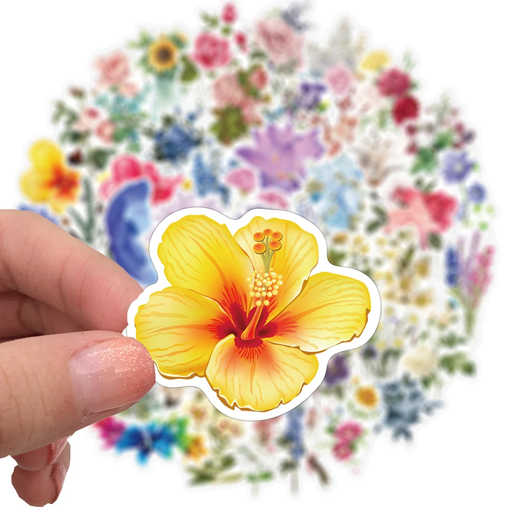 10/30/50pcs Beautiful Watercolor Flowers Graffiti Stickers Aesthetic Decals Decoration Phone Case Notebook Water Bottle Sticker