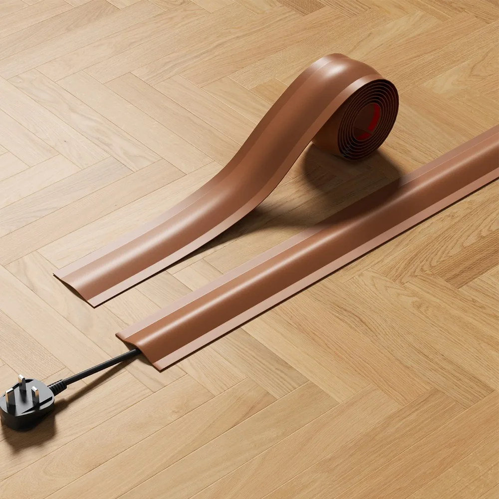 High Quality 1m/2m Cord Cover PVC Soft Floor Cable Cover Durable Self-Adhesive Cord Hider Home