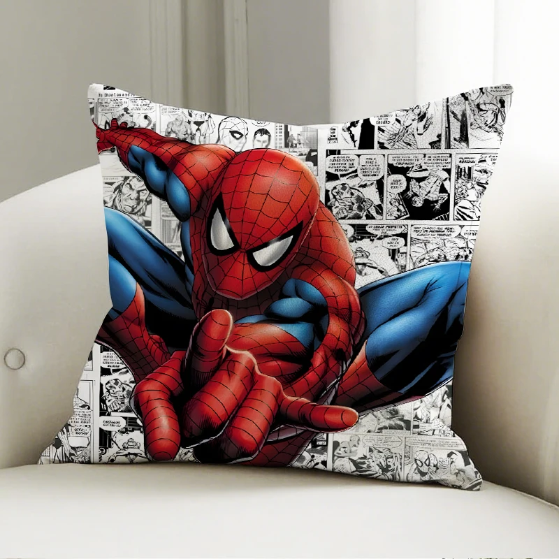 

Marvel Spiderman Pillow Cover Comic Style Close-up Pattern Decorative Cushion Sofa Bedroom Superhero Fan Gift