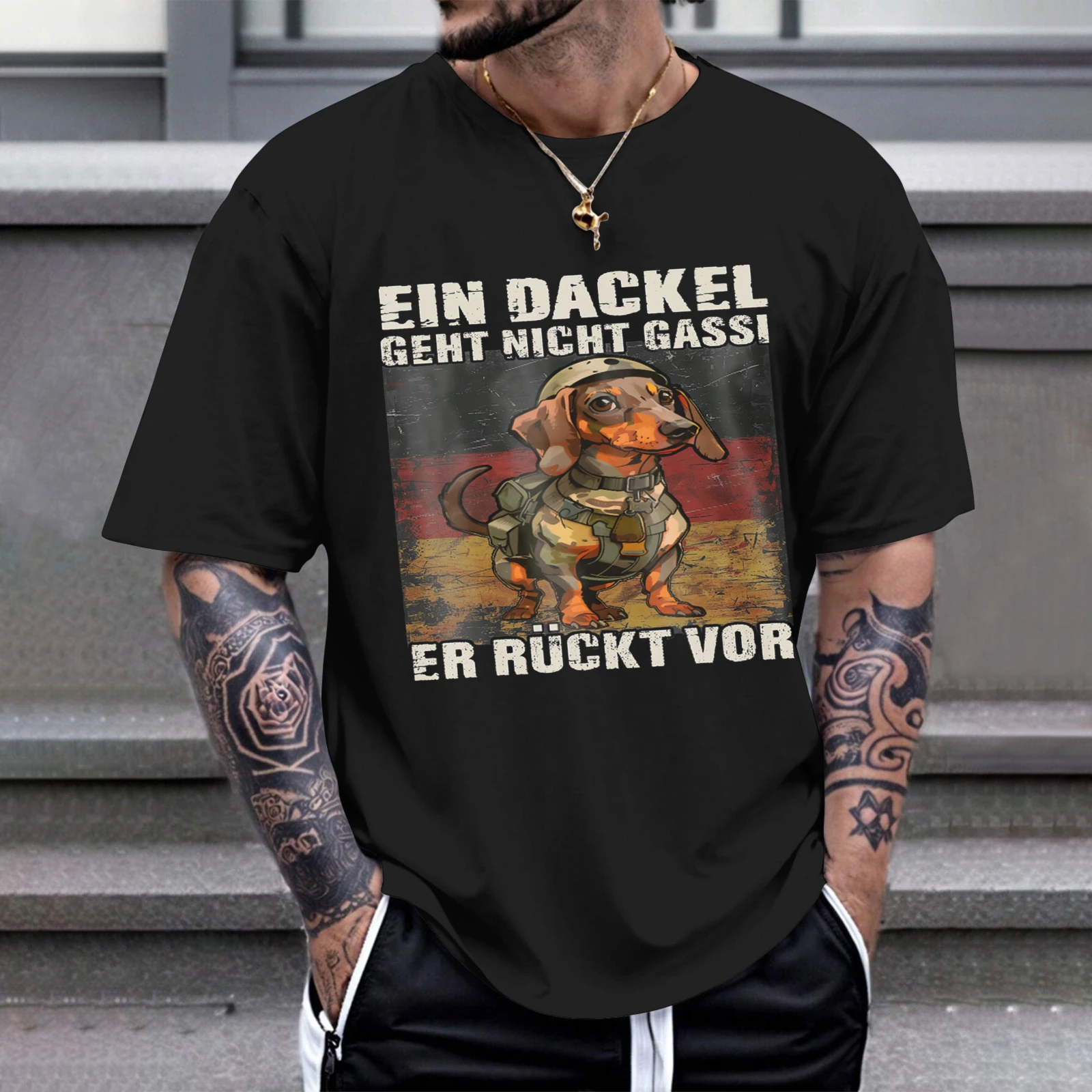 Herren-T-Shirt „A Dachshund Does Not Go For A Walk He Waddles“ – perfekt für Freizeitkleidung, Partys und Karneval-Outfits