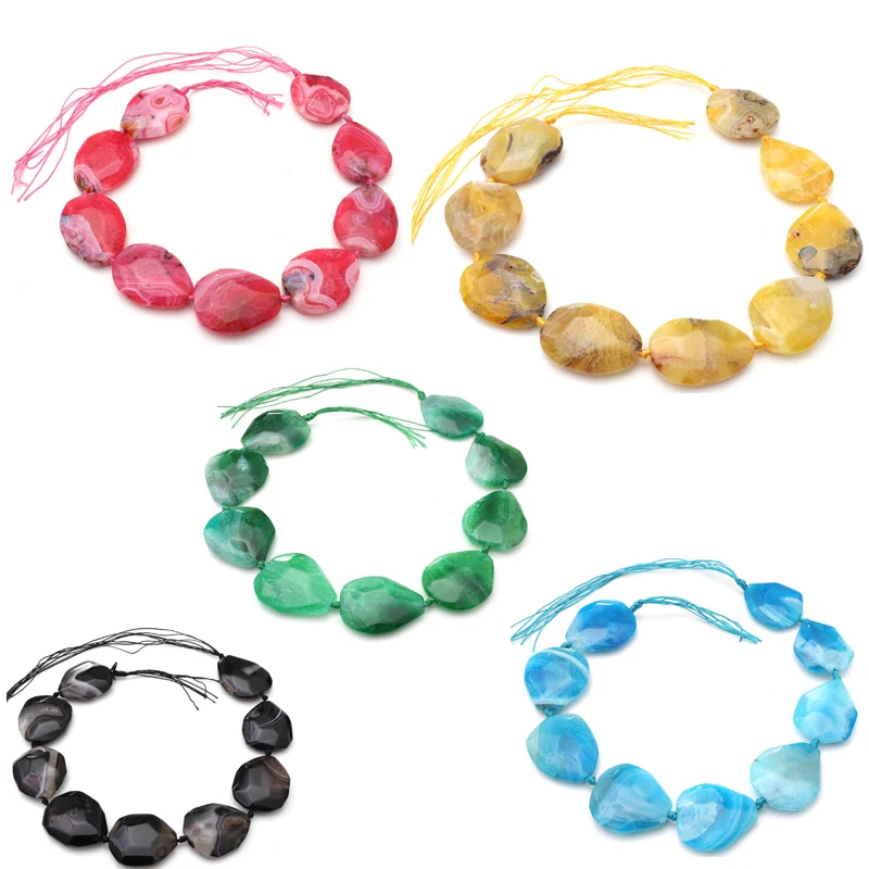 

Elegant Faceted Natural Stone Oval Shape Agates Stone Bracelet for Jewelry Making DIY Necklace Accessories Necklace for Women