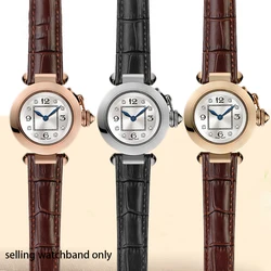 Cowhide Strap Concave watchband 18*10mm 20*12mm Brown Calfskin Bracelet Folding Buckle For Cartier PASHA W3108 Watchband