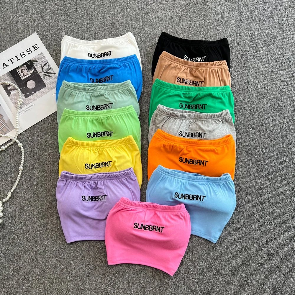 Sexy Short Wrap Chest Vest Top Women's Outerwear Summer Trendy Hot Girl Lettering Backless Crop Top Sleeveless Slim Fit