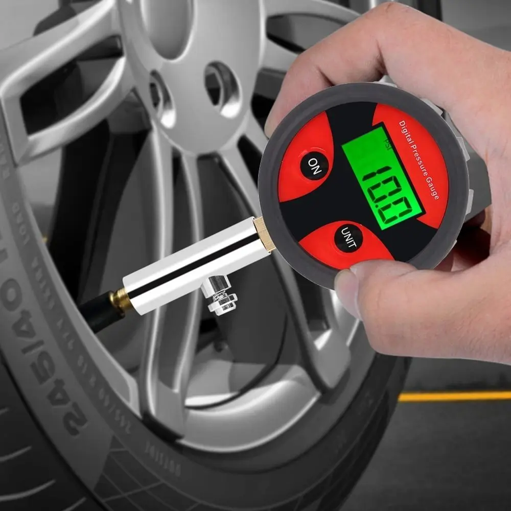 0-200PSI Digital Tire Pressure Gauge LCD Backlight High Accuracy LCD Manometer Digital Display LED Light Air Pressure Gauge