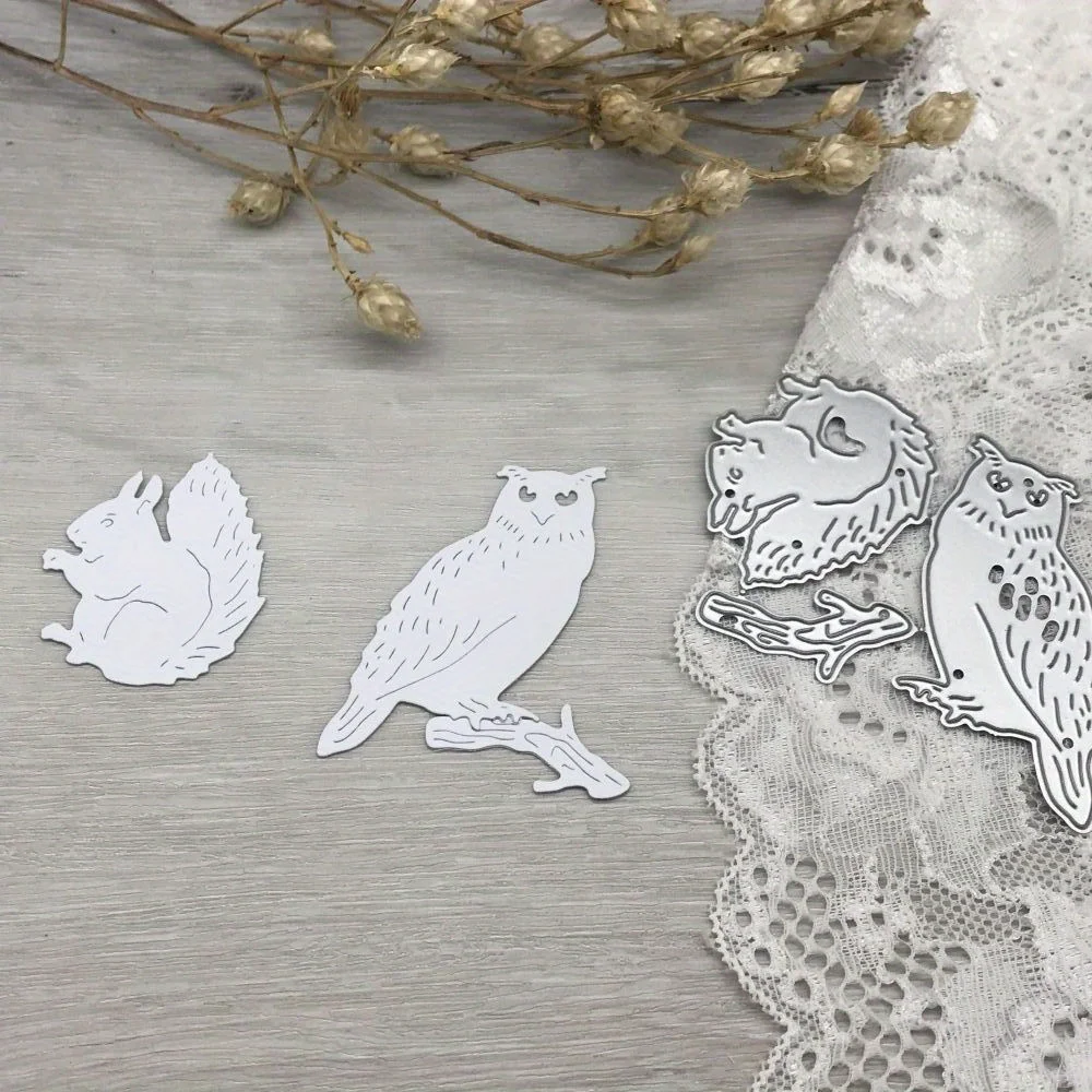 1pcs metal cutting dies cut die mold Squirrel Owl decoration Scrapbook paper craft blade punch stencils dies