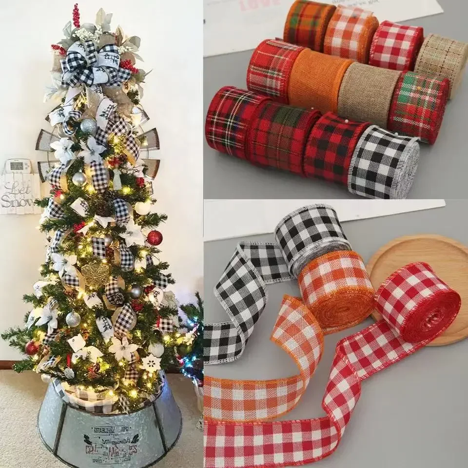 شريط كتان مقلد لعيد الميلاد ، قوس ذاتي الصنع ، ديكور حفل زفاف ، تغليف هدايا ، شبكة واسعة ، حرفة جديدة ، 6. من #3