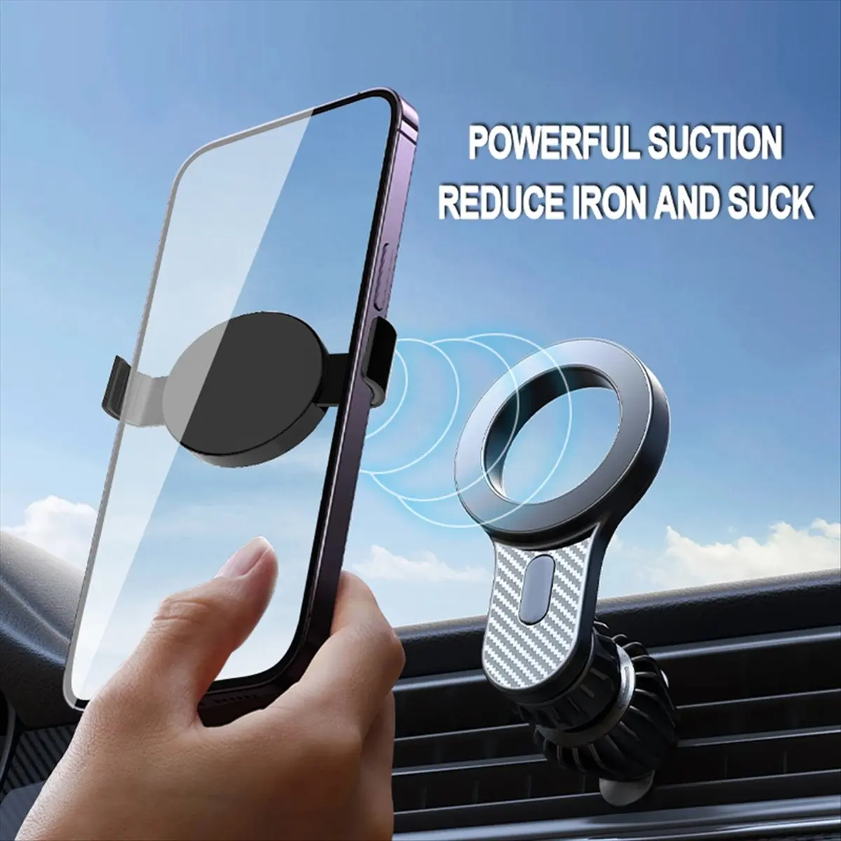 【POPULAR PICK】-Magnetic Stand Car Mount Clip for Vacuum Swivel Stand Phone Holder Silver
