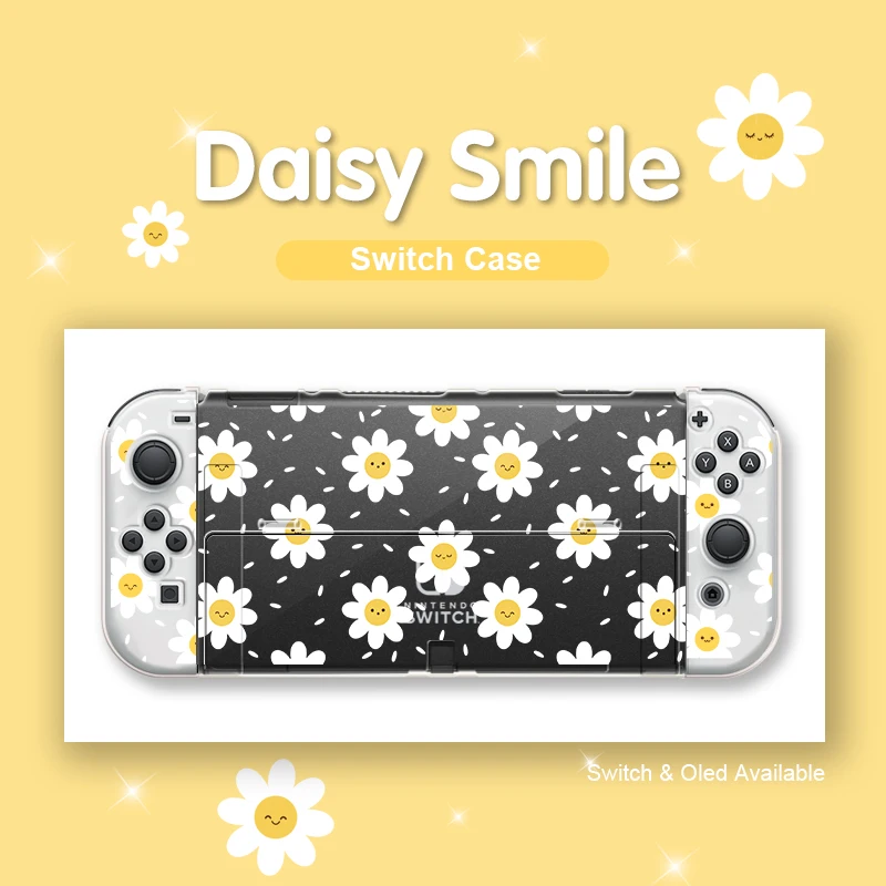 Kawaii Daisy Funda Nintendo Switch OLED обложка чехол для девочки Dockable Protective TPU Shell For Nintendo Switch Controller Joy-Con