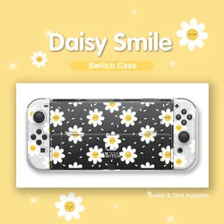 Kawaii Daisy Funda Nintendo Switch OLED Cover Case For Girl Dockable Protective TPU Shell For Nintendo Switch Controller Joy-Con