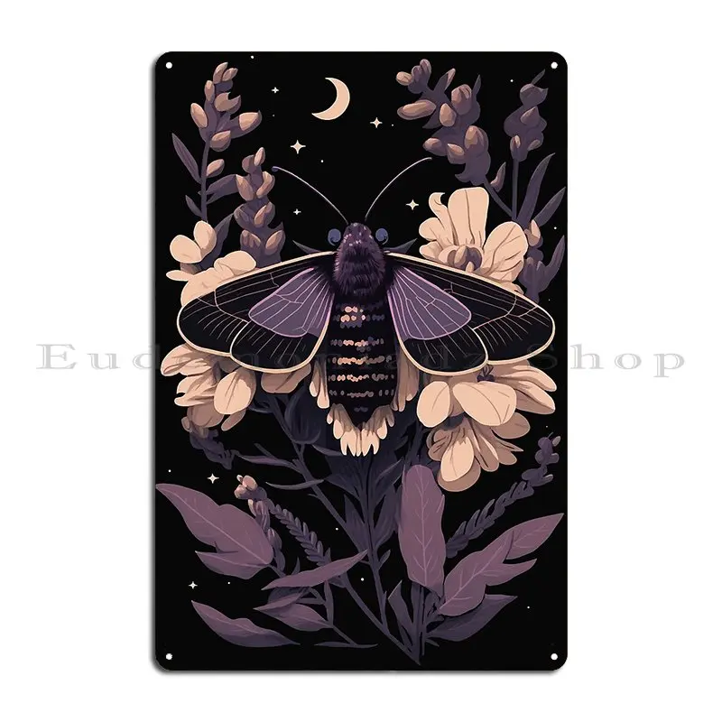 Purple Moth Metal Sign Rusty Bar Designer Cinema Design Tin Sign Poster