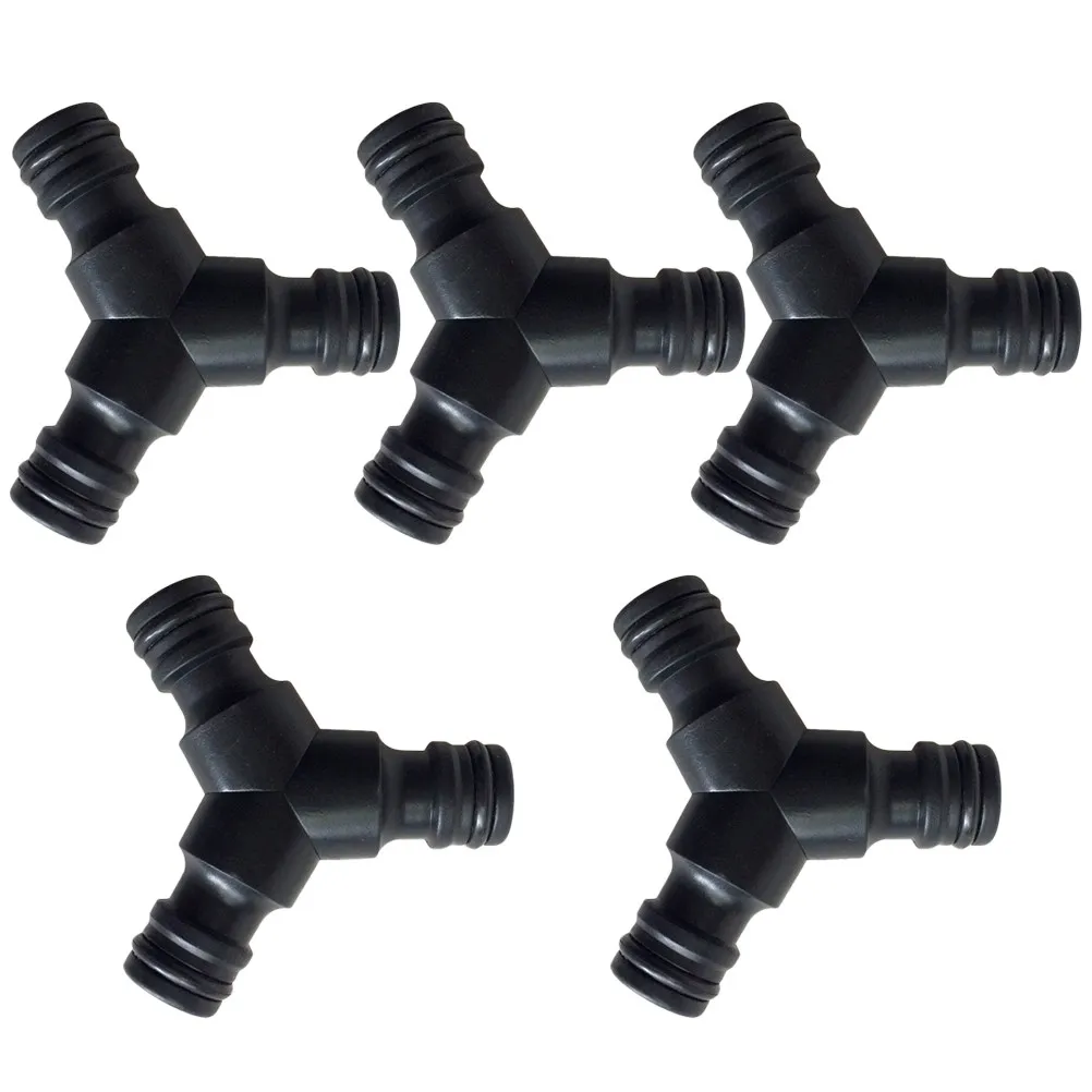 5Pcs Three Way Quick Connectors Y Shape Hose Splitter Water Pipe Fittings Garden Hose Extension Repair Black Y Shape Connectors