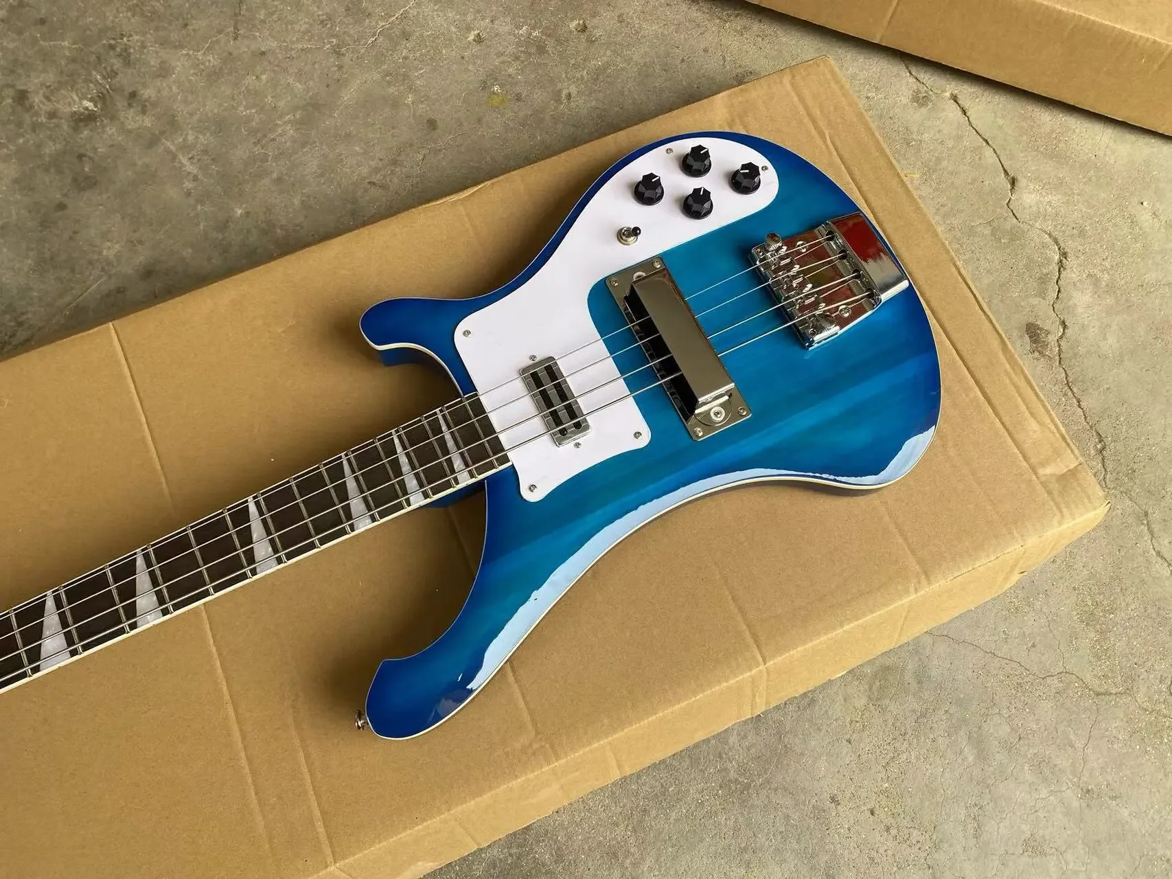 In Stock Blue Burst Electric Bass Guitar, Upgrade Adjustable Bridge Available, 20 Frets 4 Strings Bass Guitarra Free Shipping