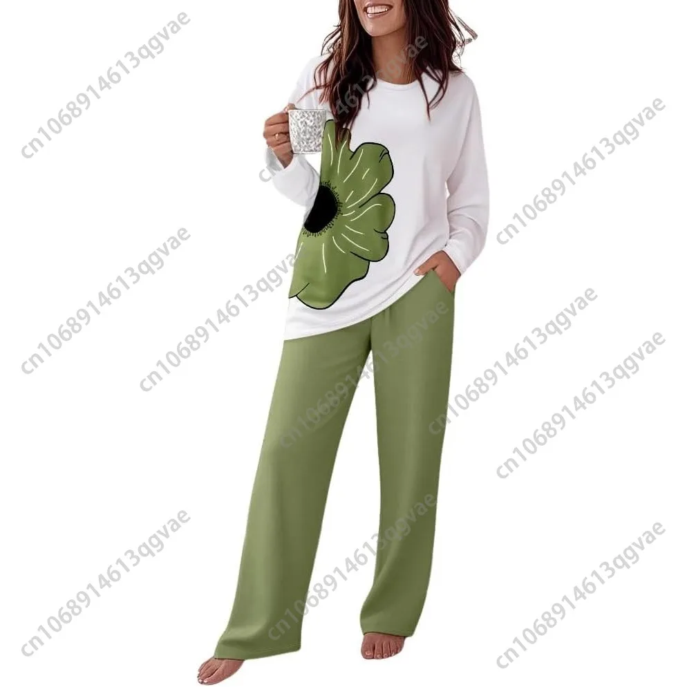 

CHICME Womens Pajamas Sets 2 Piece Long Sleeve Lounge Set 2025 Loose Pants Pj Sets Loungewear with Pockets