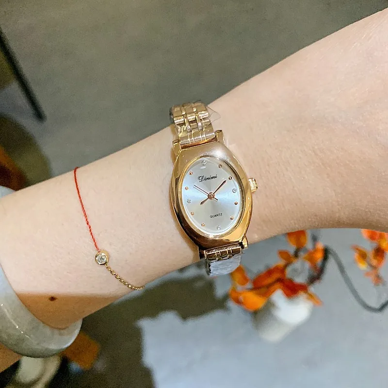 

Ladies watch stylish simple oval small dial temperament steel belt quartz women's watch