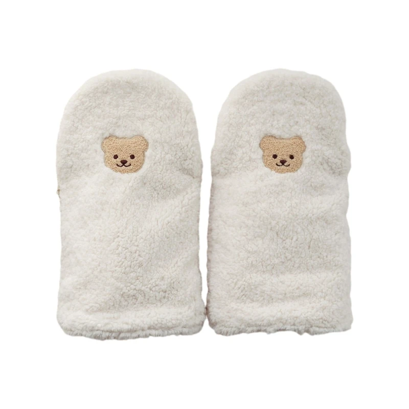 

Cute Bear Embroidery Gloves for Baby Stroller Cold Weather Hand Warmer Pram Cart Handmuff with Thick Fleece Lining