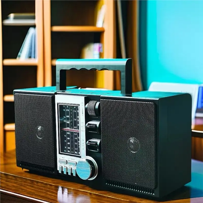 レトロラジオ Bluetooth スピーカー USB TF MP3 プレーヤーポータブル充電式デュアルスピーカーハイパワーラジオ US プラグ-Y41A