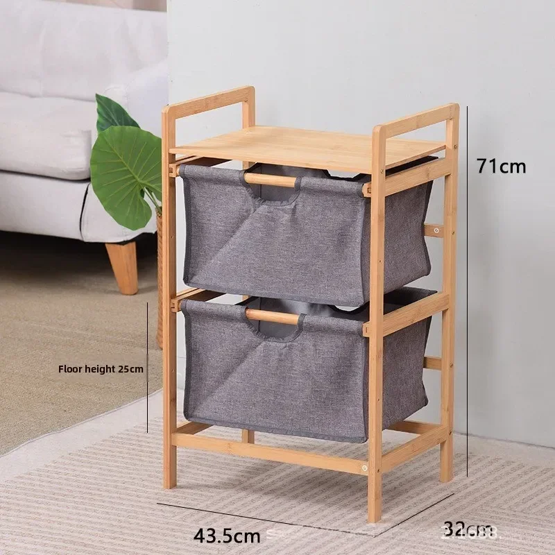 Factory Basket Storage Basket Bathroom Bamboo Fabric Second And Third Layers Classification Storage Basket Snack Toy Storage Box