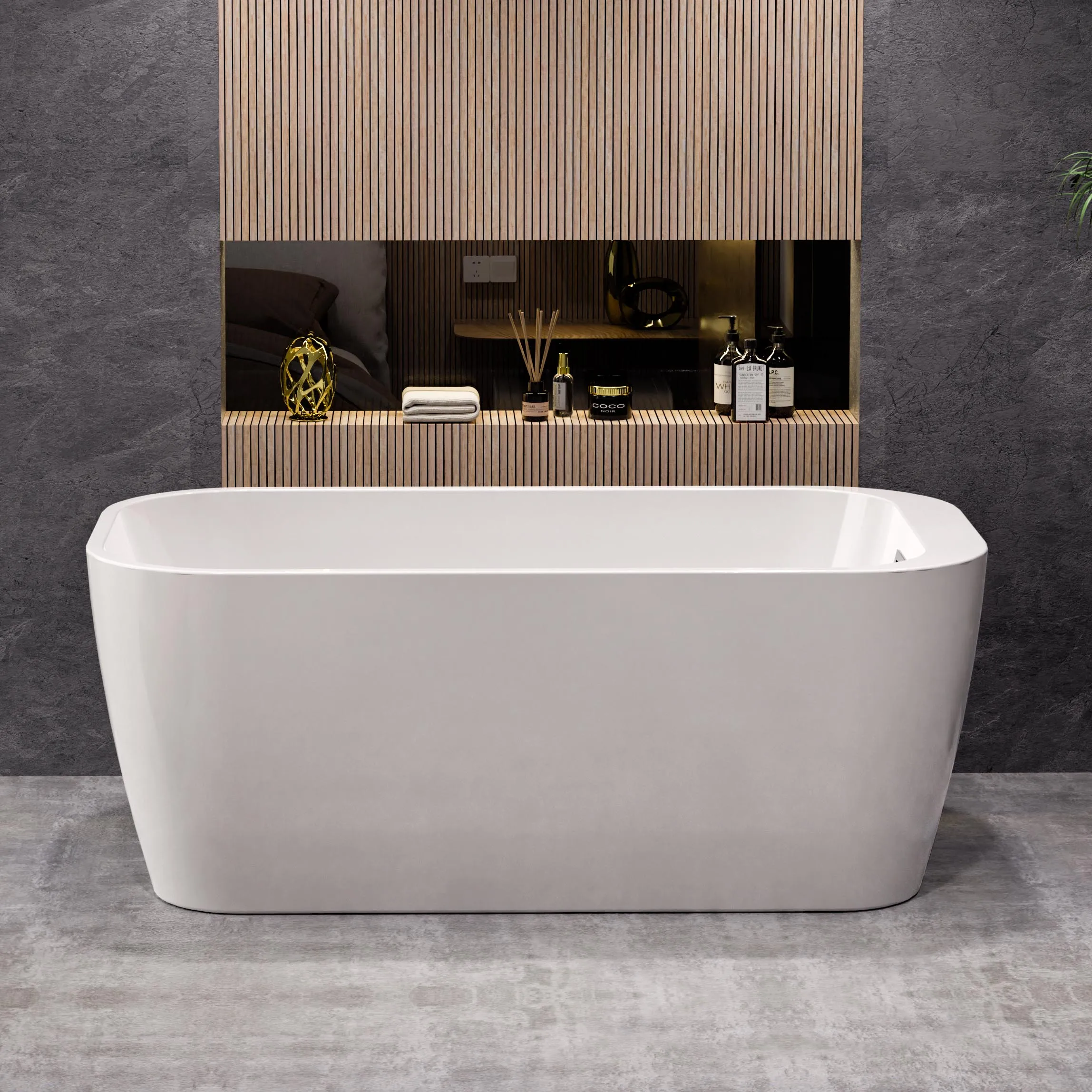 

2024 Hot Sale 59" Indoor Stand Alone Square Freestanding Bathtubs Acrylic Soaking Bath Tub Free Standing Baby Bathtub