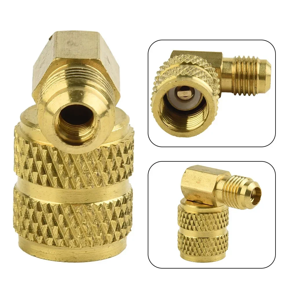 Air Conditioning Liquid Safety Valve R410A Adapter Connector M 1/4 X For 5/16 SAE With Movable Head Car Accessories