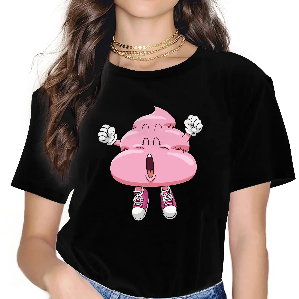 Pink Poop Cute Girls Women T-Shirt Dr. Slump Blusas Harajuku Casual Short Sleeve Vintage Tops