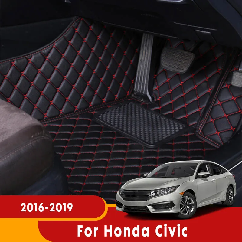 RHD Car Floor Mat For Honda Civic 10th Sedan 2021 2020 2019 2018 2017 2016 Custom Leather Carpet  Auto Interior Accessories
