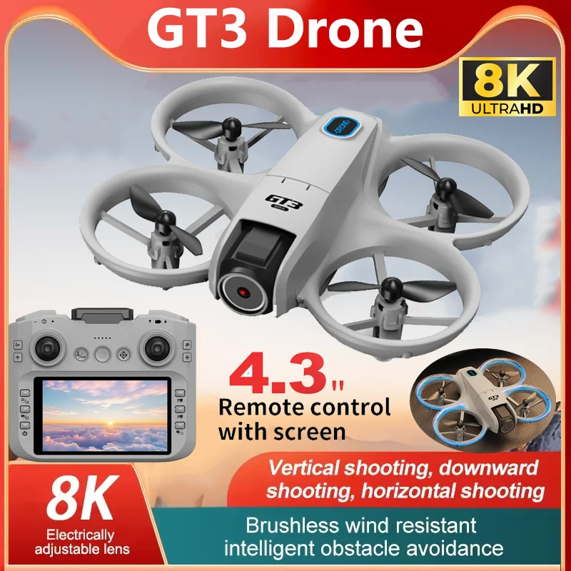 2025 NEUE GT3 RC Drone 8K Professinal Mit 1080P Weitwinkel HD Kamera Bürstenlosen Faltbare Hubschrauber WIFI FPV Höhe halten Geschenk Spielzeug
