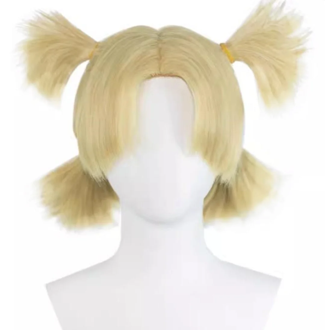 Peluca de Cosplay Temari, peluca recta corta sintética, peluca de chica dorada para fiesta de Anime