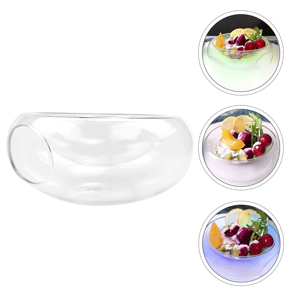 

Fruit Dish Glass Tableware Storage Food Containers with Lids Caviar Bowl Side Opening