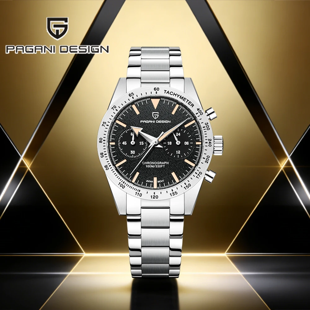 

2026 Pagani design retro fashion moon men's watch chronograph men's quartz watch top brand AR sapphire waterproof reloj hombre