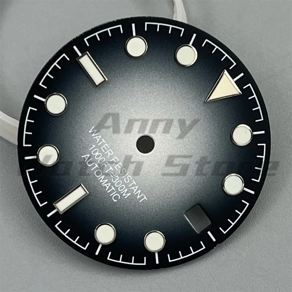 29mm red ashen blue watch dial green luminous dial fit NH35 NH36 movement
